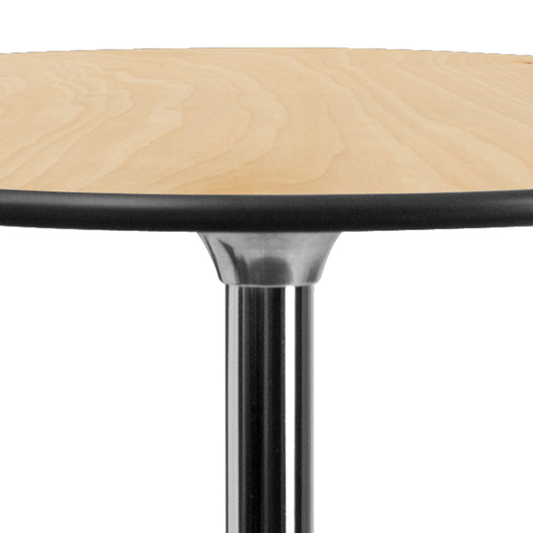 Natural |#| 24" Round Wood Cocktail Table with 30" and 42" Columns