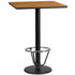 24'' Square Laminate Table Top with 18'' Round Bar Height Table Base and Foot Ring