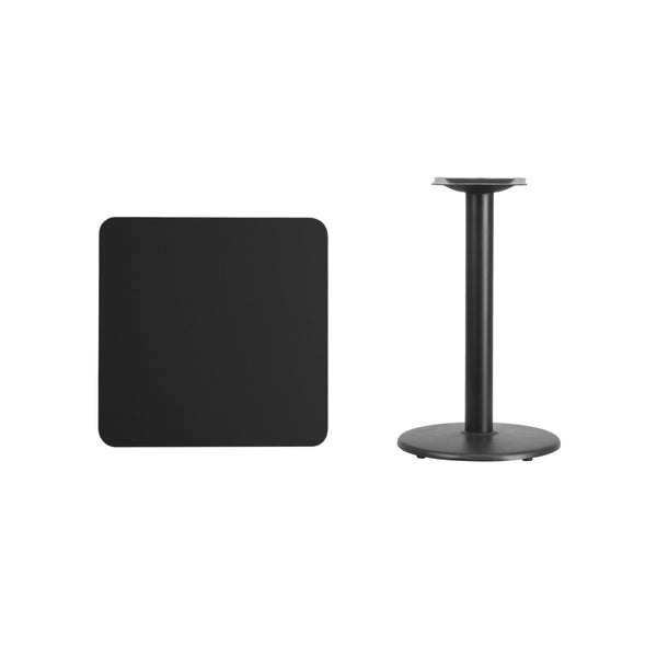 Natural |#| 24inch Square Natural Laminate Table Top with 18inch Round Table Height Base
