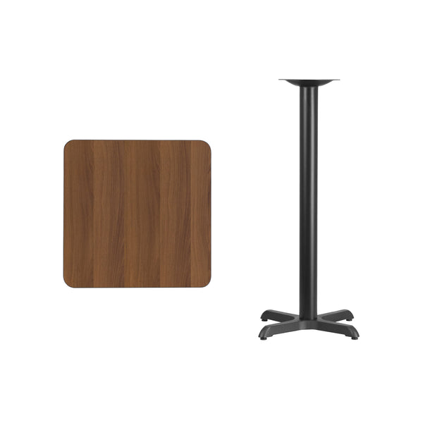 Natural |#| 24inch Square Natural Laminate Table Top with 22inch x 22inch Bar Height Table Base