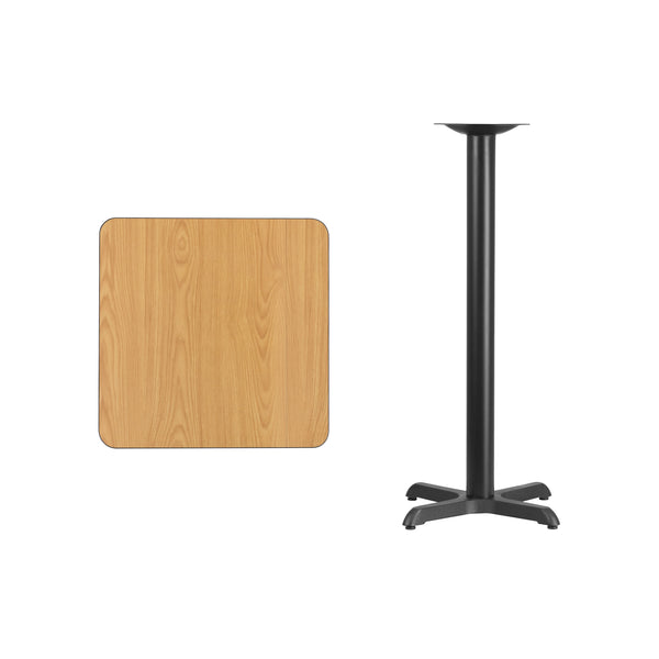Black |#| 24inch Square Black Laminate Table Top with 22inch x 22inch Bar Height Table Base