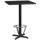Black |#| 24inch SQ Black Laminate Table Top with 22inch x 22inch Bar Height Table Base & Foot Ring