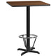 Walnut |#| 24inch Square Walnut Laminate Table Top & 22inchx 22inch Bar Height Base with Foot Ring