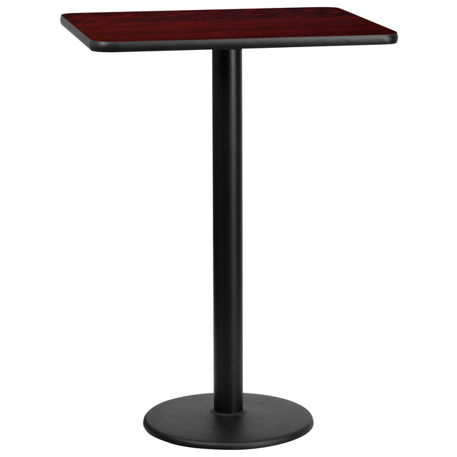 24'' x 30'' Rectangular Laminate Table Top with 18'' Round Bar Height Table Base - View 1