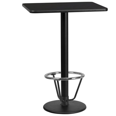 24'' x 30'' Rectangular Laminate Table Top with 18'' Round Bar Height Table Base and Foot Ring