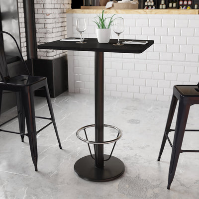 24'' x 30'' Rectangular Laminate Table Top with 18'' Round Bar Height Table Base and Foot Ring - View 2