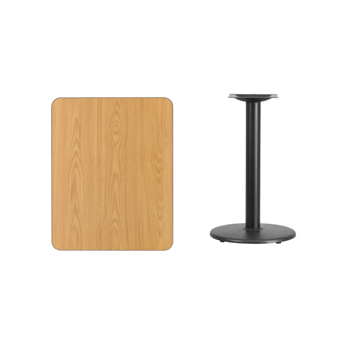 Natural |#| 24inch x 30inch Rectangular Natural Laminate Table Top with 18inch RD Table Height Base