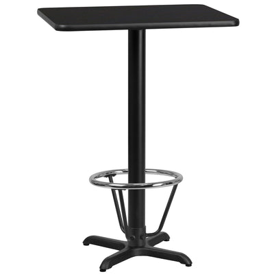 24'' x 30'' Rectangular Laminate Table Top with 22'' x 22'' Bar Height Table Base and Foot Ring