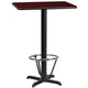 Mahogany |#| 24inch x 30inch Mahogany Laminate Table Top & 22inch x 22inch Bar Height Base & Foot Ring