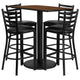 Walnut Top/Black Vinyl Seat |#| 24inch x 42inch Rectangular Walnut Laminate Table with 4 Ladder Back Metal Barstools