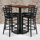Walnut Top/Black Vinyl Seat |#| 24inch x 42inch Rectangular Walnut Laminate Table with 4 Ladder Back Metal Barstools