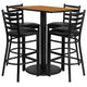 Natural Top/Black Vinyl Seat |#| 24inch x 42inch Rectangular Natural Laminate Table w/ 4 Ladder Back Metal Barstools