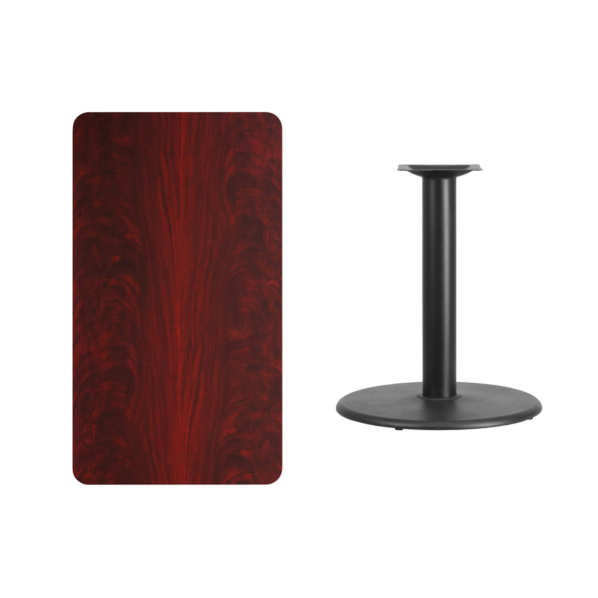 Mahogany |#| 24inch x 42inch Mahogany Laminate Table Top with 24inch Round Table Height Base