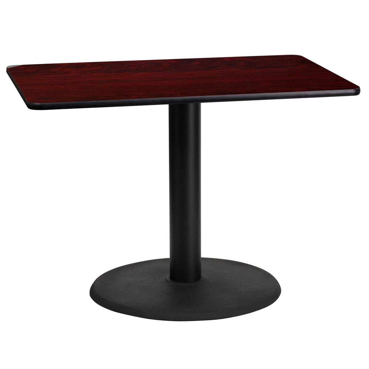 Mahogany |#| 24inch x 42inch Mahogany Laminate Table Top with 24inch Round Table Height Base