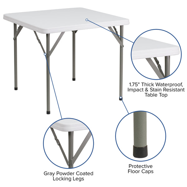 2.85-Foot Square Granite White Plastic Folding Table - Event Folding Table