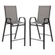 Gray |#| 2 Pack Gray Outdoor Barstools with Flex Comfort Material-Patio Stool