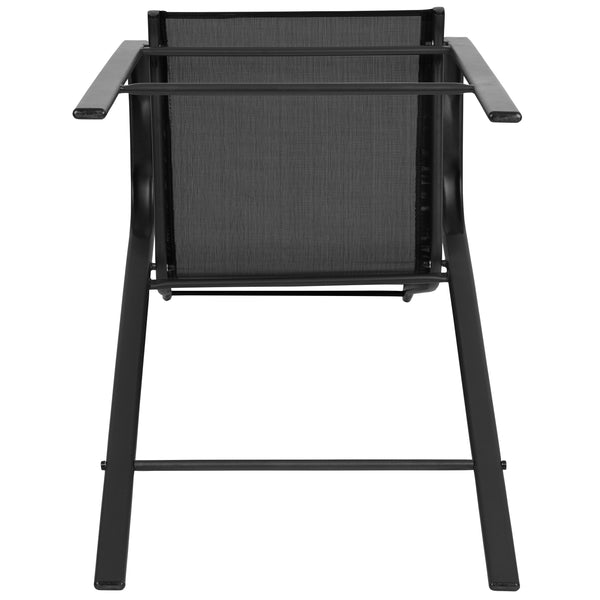 Black |#| 2 Pack Black Outdoor Barstools with Flex Comfort Material-Patio Stool