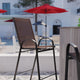 Brown |#| 2 Pack Brown Stackable Outdoor Barstools with Flex Comfort Material-Patio Stools
