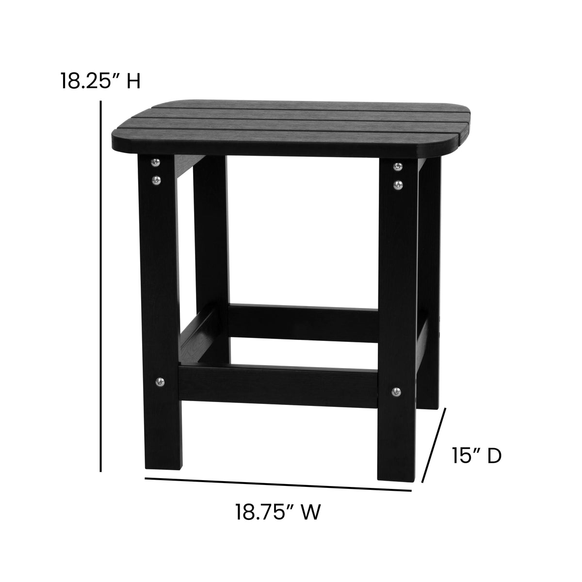 Black |#| Indoor/Outdoor Adirondack Style Side Table and 2 Chair Set in Black