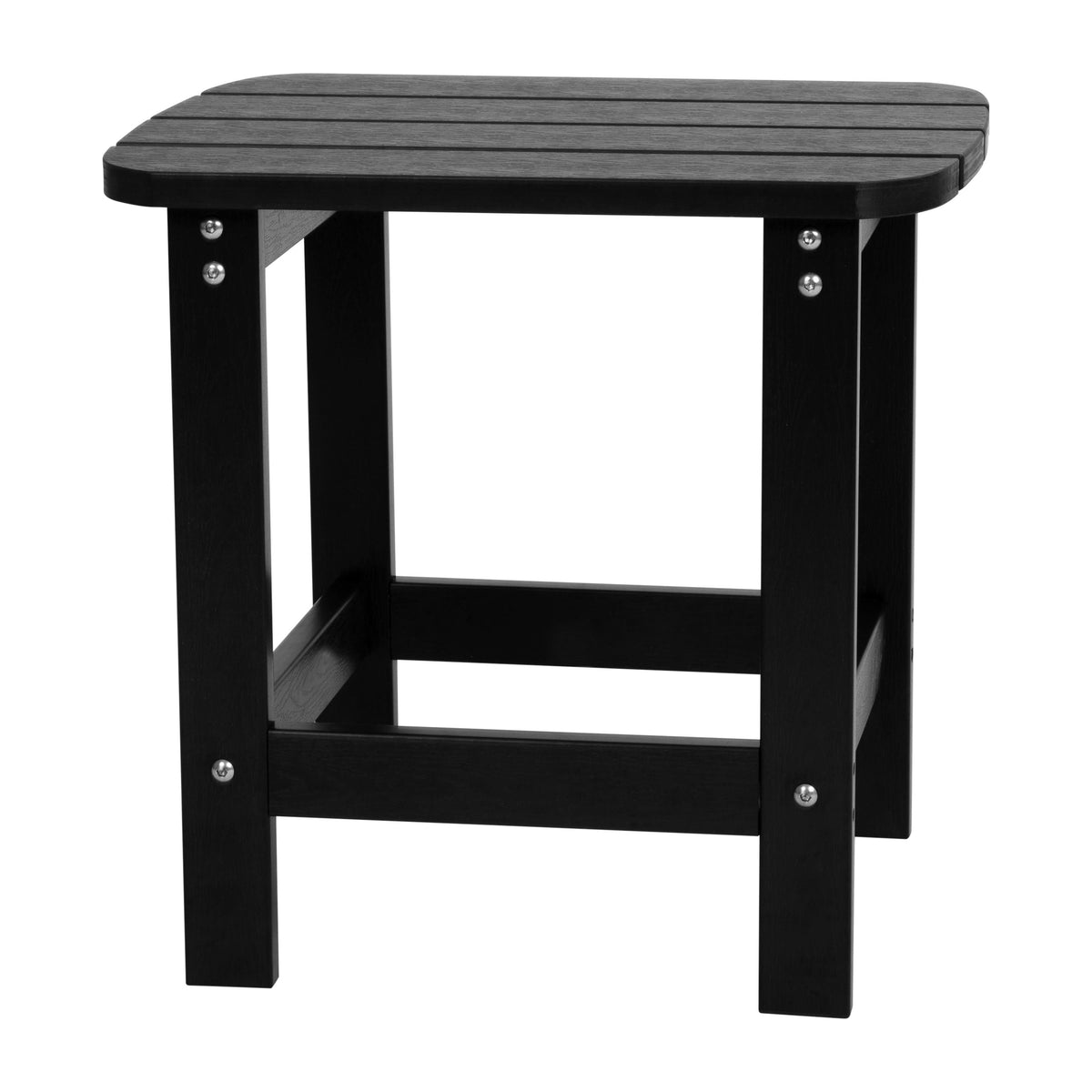 Black |#| Indoor/Outdoor Adirondack Style Side Table and 2 Chair Set in Black