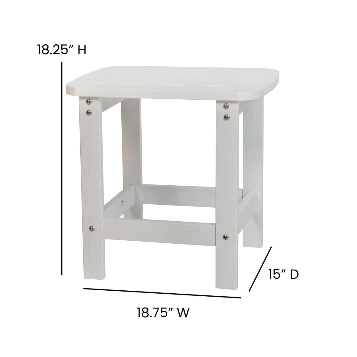 White |#| Indoor/Outdoor Adirondack Style Side Table and 2 Chair Set in White