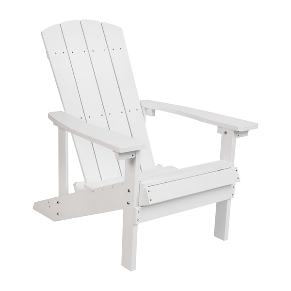 White |#| Indoor/Outdoor Adirondack Style Side Table and 2 Chair Set in White