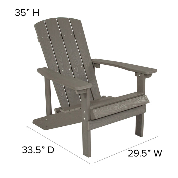 Gray |#| Indoor/Outdoor Adirondack Style Side Table and 2 Chair Set in Gray