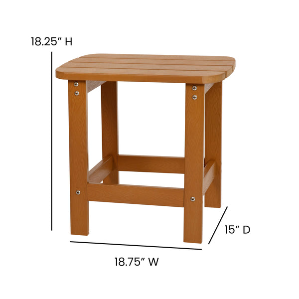 Teak |#| Indoor/Outdoor Adirondack Style Side Table and 2 Chair Set in Teak