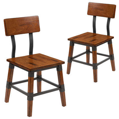 2 Pack Rustic Antique Industrial Wood Dining Chair