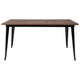 Black |#| 30.25inch x 60inch Rectangular Black Metal Indoor Table with Walnut Rustic Wood Top