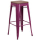 Purple |#| 30inch High Backless Purple Barstool with Square Wood Seat - Patio Chair