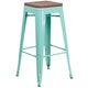 Mint Green |#| 30inch High Backless Mint Green Barstool with Square Wood Seat - Patio Chair