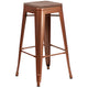 Copper |#| 30inch High Backless Copper Barstool with Square Wood Seat - Patio Chair