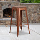 Copper |#| 30inch High Backless Copper Barstool with Square Wood Seat - Patio Chair