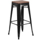 Black |#| 30inch High Backless Black Metal Barstool with Square Wood Seat