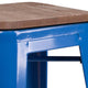 Blue |#| 30inch High Backless Blue Metal Barstool with Square Wood Seat - Kitchen Furniture