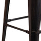 Black-Antique Gold |#| 30inch High Backless Black-Antique Gold Metal Barstool with Square Wood Seat