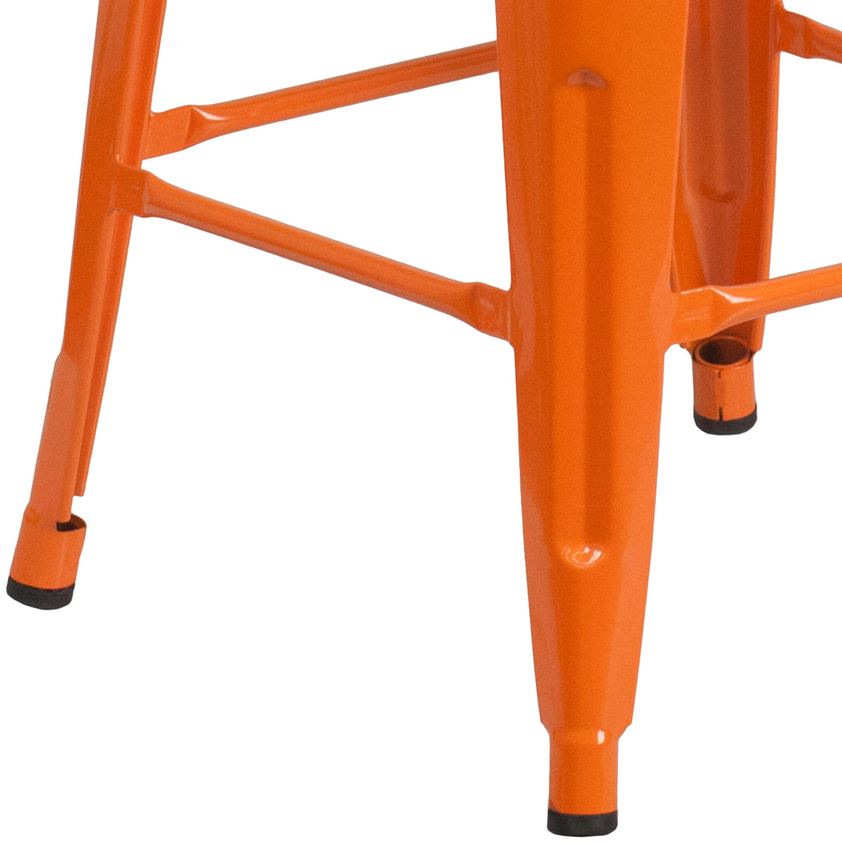 Orange |#| 30inch High Backless Orange Metal Barstool w/ Square Wood Seat - Kitchen Furniture