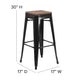 Black |#| 30inch High Backless Black Metal Barstool with Square Wood Seat