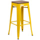 Yellow |#| 30inch High Backless Yellow Metal Barstool w/ Square Wood Seat - Kitchen Furniture