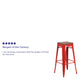 Red |#| 30inch High Backless Red Metal Barstool with Square Wood Seat - Kitchen Furniture