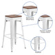 White |#| 30inch High Backless White Metal Barstool with Square Wood Seat - Kitchen Furniture