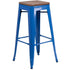 30" High Backless Metal Barstool with Square Wood Seat