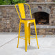 Yellow |#| 30inch High Yellow Metal Barstool with Back and Wood Seat - Kitchen Furniture