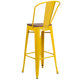 Yellow |#| 30inch High Yellow Metal Barstool with Back and Wood Seat - Kitchen Furniture