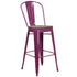 30" High Metal Barstool with Back and Wood Seat