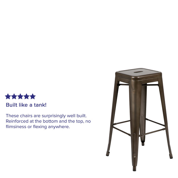 Gun Metal |#| 4 Pack 30inch High Metal Indoor Bar Stool - Stackable Stool, Gun Metal Gray