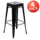 Black |#| 4 Pack 30inch High Metal Indoor Bar Stool - Stackable Stool, Black