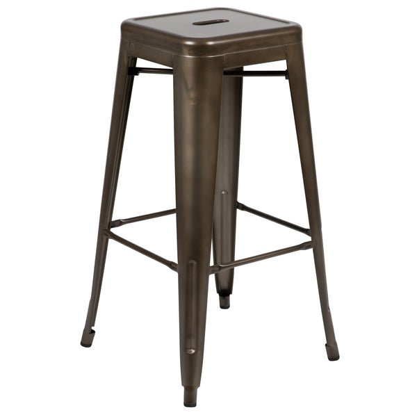 Gun Metal |#| 4 Pack 30inch High Metal Indoor Bar Stool - Stackable Stool, Gun Metal Gray