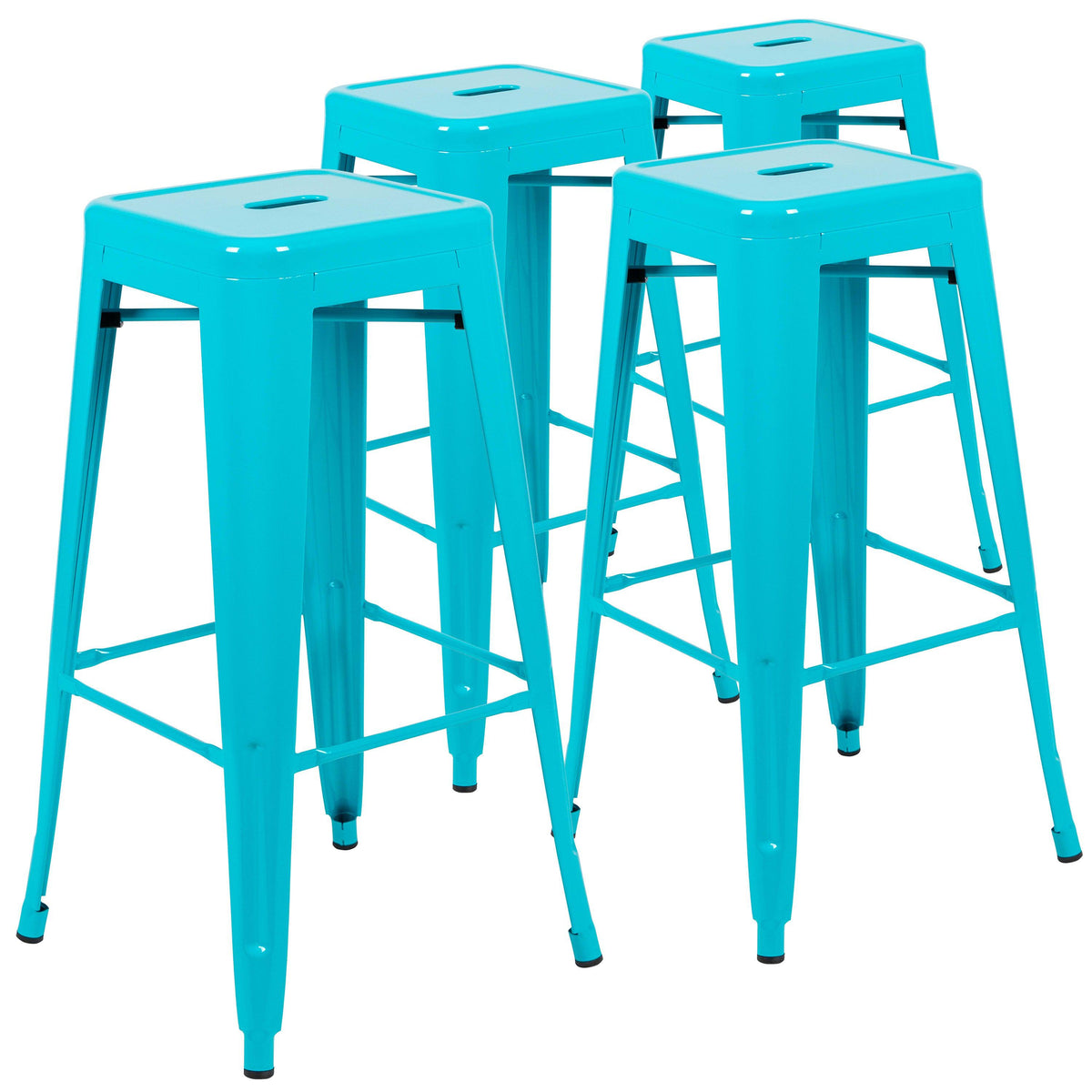 Teal |#| 4 Pack 30inch High Metal Indoor Bar Stool - Stackable Stool, Teal